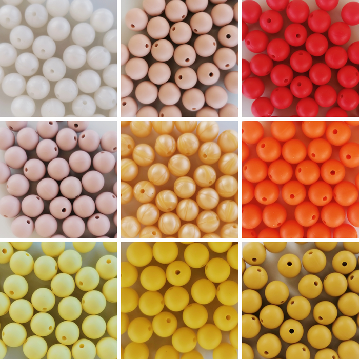 Perlas de silicona Ø 12mm (tonos amarillo y naranja)