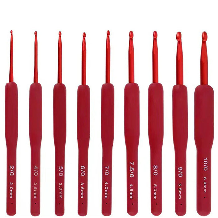Agulha de crochet com cabo em silicone vermelho