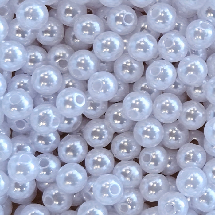 Pérolas brancas, c/ furo - 6 mm