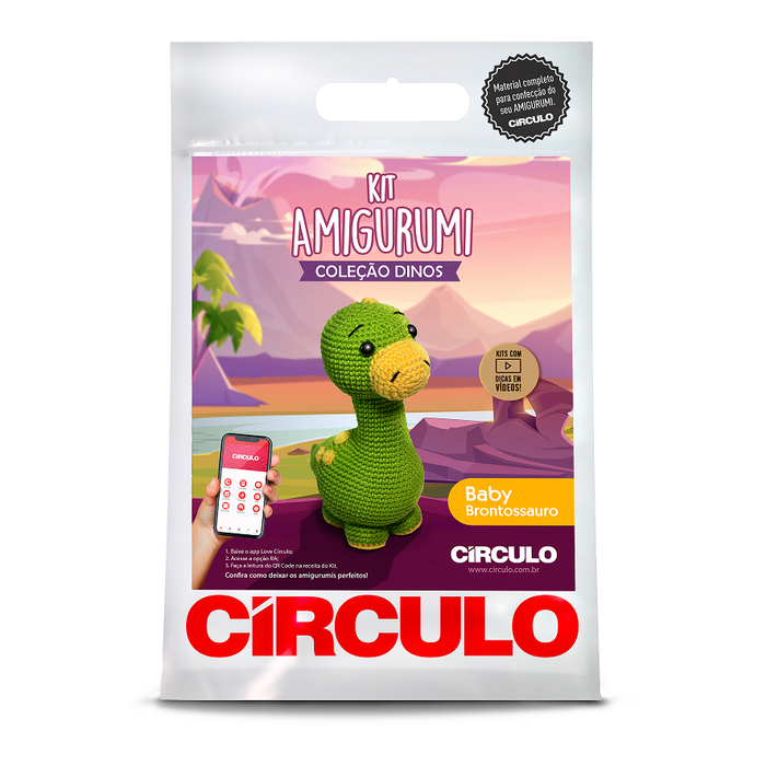 Amigurumi Kit Coleção Baby Dinos - Brontossauro