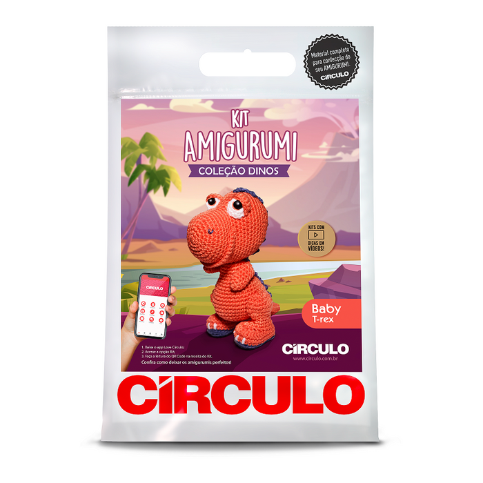 Amigurumi Kit Coleção Baby Dinos - T-Rex