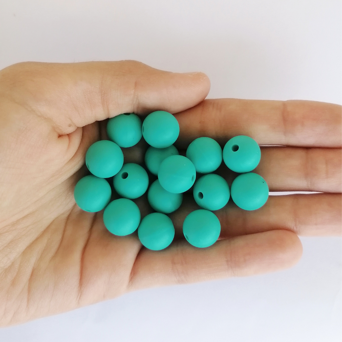 Contas de silicone Ø 12mm (tons azuis e verdes)